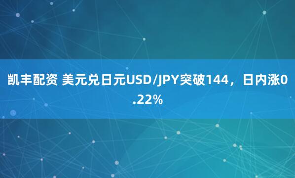 凯丰配资 美元兑日元USD/JPY突破144，日内涨0.22%