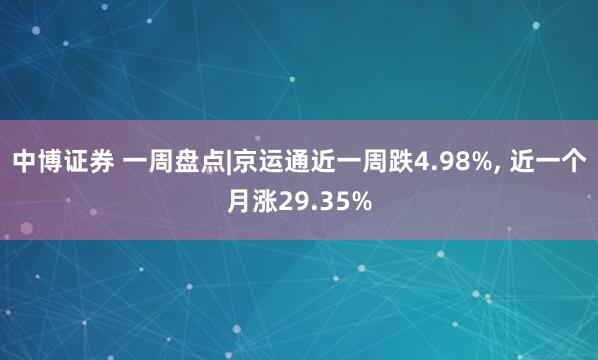 中博证券 一周盘点|京运通近一周跌4.98%, 近一个月涨29.35%